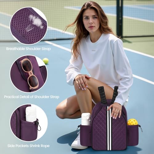 Sucipi Lightweight Pickleball Bags for Women Stylish Quilted Pickleball Paddle Sling Bag Backpack Sucipi Women Lightweig