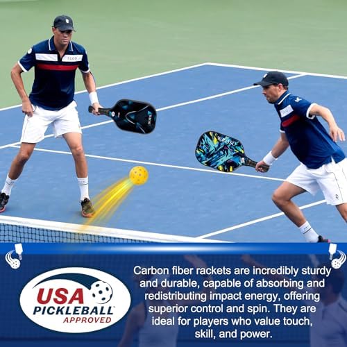 USAPA Approved Carbon Fiber T300 Pickleball Racquet Set for Men, Women, & Kids Light Weight Bag Included