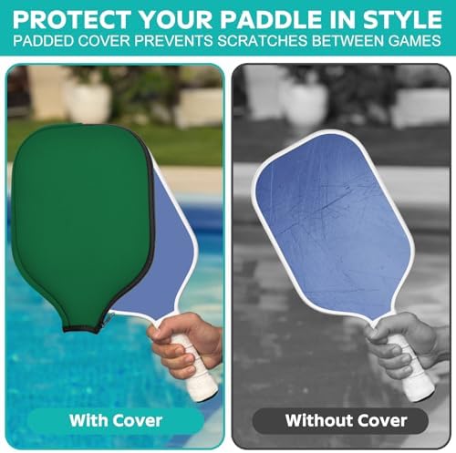 Pickleball Paddle Covers Universal Size Black - Durable Neoprene Storage Bag, 8.6 x 1|2 Inches Zippered Case (Black) P