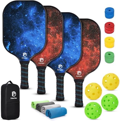 Dulce Dom Pickleball Paddles Set of 4 - USAPA Approved, Fiberglass/Carbon Fiber Pickleball Rackets, Perfect for Beginner