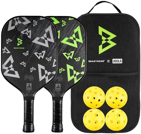 JOOLA Beastmode by Marshawn Lynch Pickleball Paddle Set of Two - Reinforced Fiberglass, Honeycomb Polypropylene Core, Id