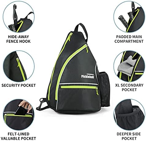 Mangrove Men's & Women's Pickleball Backpack, Adjustable Sling Bag w/Fence Hook, Large Capacity Safety Pocket