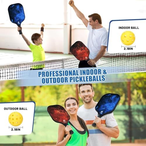 Dulce Dom Pickleball Paddles Set of 4 - USAPA Approved, Fiberglass/Carbon Fiber Pickleball Rackets, Perfect for Beginner