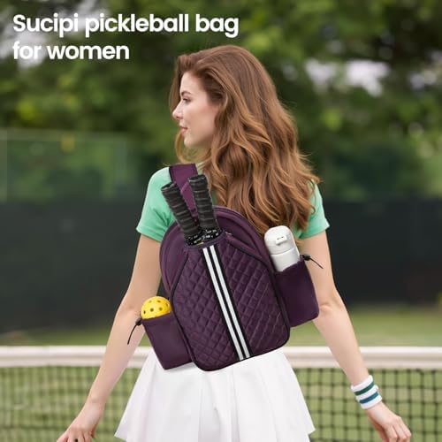 Sucipi Lightweight Pickleball Bags for Women Stylish Quilted Pickleball Paddle Sling Bag Backpack Sucipi Women Lightweig