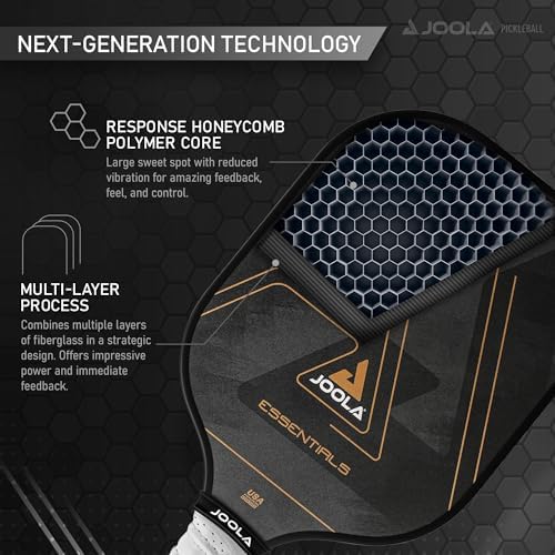 JOOLA Durable & Beginner-Friendly Pickleball Paddle - USAP Approved, Reinforced Fiberglass Surface & Honeycomb Polypropy