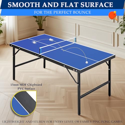 5FT Portable Ping Pong Table, Foldable Indoor/Outdoor Game Table for Adults/Teens, Quick Assembly & Easy Setup - Image 6