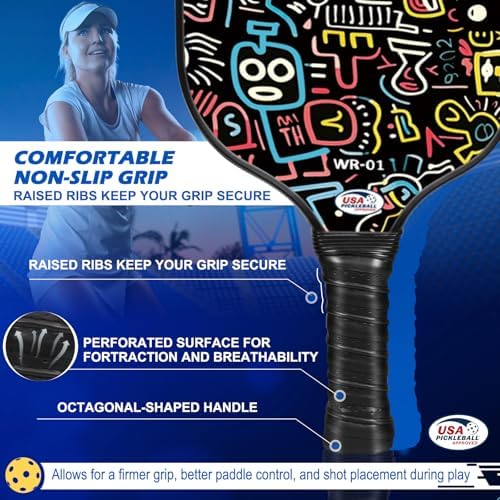 USAPA Approved Carbon Fiber T300 Pickleball Racquet Set for Men, Women, & Kids Light Weight Bag Included