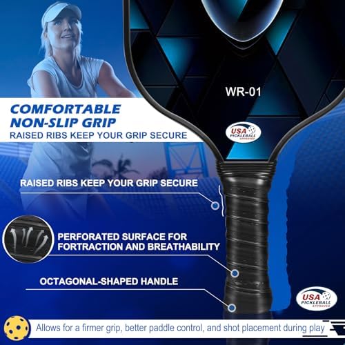 USAPA Approved Carbon Fiber T300 Pickleball Racquet Set for Men, Women, & Kids Light Weight Bag Included