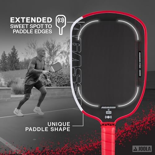JOOLA Agassi PRO IV Pickleball Paddle - Carbon Fiber Surface Increases Spin & Control - UPA-A Certified - SK Film for Po