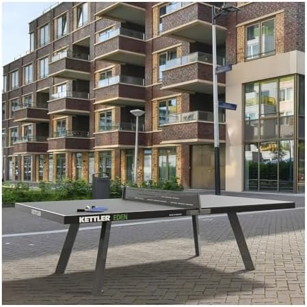 KETTLER Eden Outdoor Table Tennis Table + Galvanized Steel Legs + Permanent Net & Post System