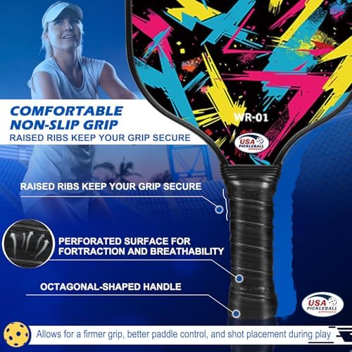 USAPA Approved Carbon Fiber T300 Pickleball Racquet Set for Men, Women, & Kids Light Weight Bag Included