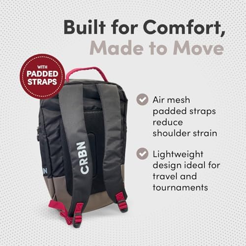 CRBN Pickleball Backpack - Padded Compartment with Space for 3 Paddles, Shoes & More - Pro Team Pickleball Bag