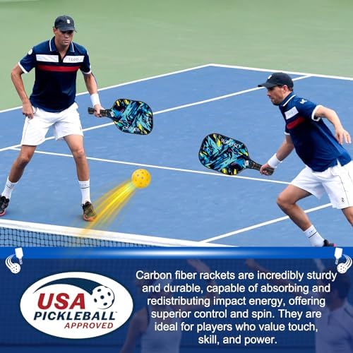 USAPA Approved Carbon Fiber T300 Pickleball Racquet Set for Men, Women, & Kids Light Weight Bag Included
