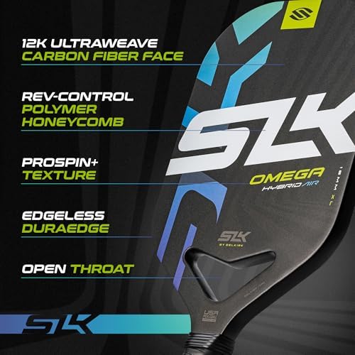 SLK Omega & Atlas Pickleball Paddles | Dual Carbon & Raw Carbon Fiber Face | Powerful Spin & Control for Pickleball Enth