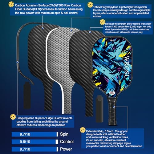 USAPA Approved Carbon Fiber T300 Pickleball Racquet Set for Men, Women, & Kids Light Weight Bag Included