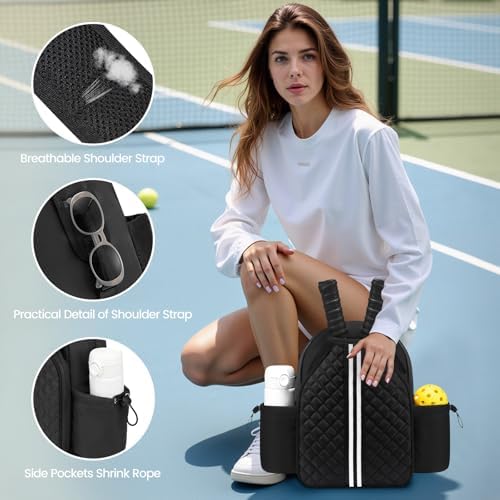 Sucipi Lightweight Pickleball Bags for Women Stylish Quilted Pickleball Paddle Sling Bag Backpack Sucipi Women Lightweig