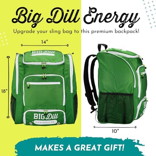 Big Dill Pickleball Backpack for Pickleball Enthusiasts | Large Pickleball Bag with Shoe Compartment for 8+ Paddles & Ac