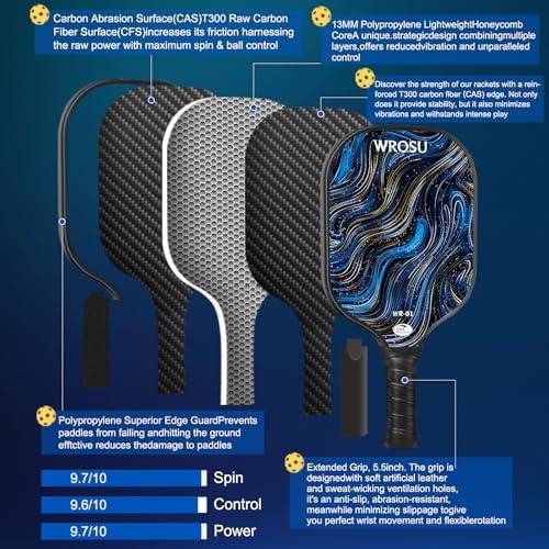 USAPA Approved Carbon Fiber T300 Pickleball Racquet Set for Men, Women, & Kids Light Weight Bag Included