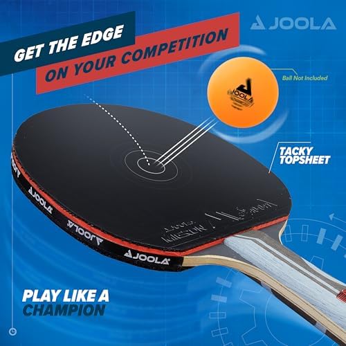 JOOLA Infinity Edge Carbon Pro Tournament Performance Ping Pong Paddle - Advanced Training Black Rubber Table Tennis Ra