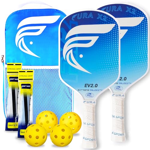 FURA Lightweight Graphite Pickleball Rackets Set of 2 USAPA Approved for Pickleball Enthusiasts - Superior Spin & Contro