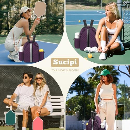 Sucipi Lightweight Pickleball Bags for Women Stylish Quilted Pickleball Paddle Sling Bag Backpack Sucipi Women Lightweig