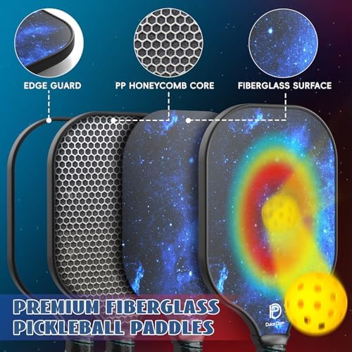 Dulce Dom Pickleball Paddles Set of 4 - USAPA Approved, Fiberglass/Carbon Fiber Pickleball Rackets, Perfect for Beginner