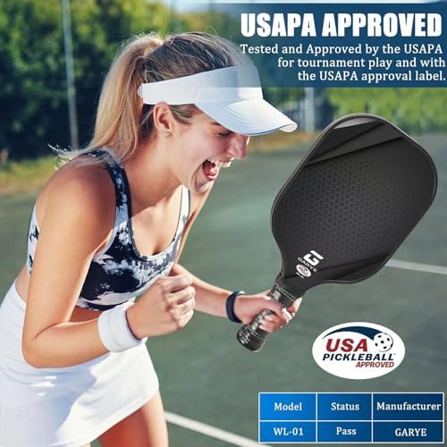Garye USAPA Approved Carbon Fiber Pickleball Paddles for Men and Women Garye Lightweight Pickle Ball Rackets 2 Pack with