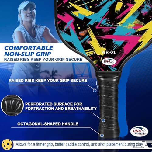 USAPA Approved Carbon Fiber T300 Pickleball Racquet Set for Men, Women, & Kids Light Weight Bag Included