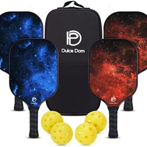 Dulce Dom Pickleball Paddles Set of 4 - USAPA Approved, Fiberglass/Carbon Fiber Pickleball Rackets, Perfect for Beginner