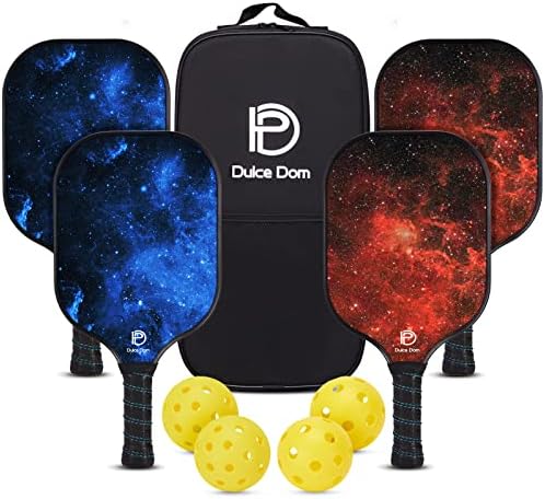 Dulce Dom Pickleball Paddles Set of 4 - USAPA Approved, Fiberglass/Carbon Fiber Pickleball Rackets, Perfect for Beginner