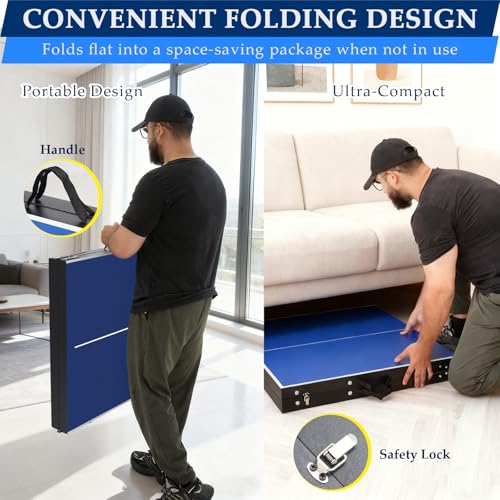 5FT Portable Ping Pong Table, Foldable Indoor/Outdoor Game Table for Adults/Teens, Quick Assembly & Easy Setup - Image 4