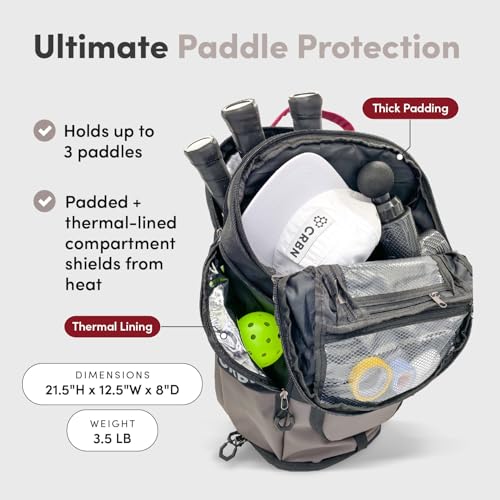 CRBN Pro Team Pickleball Bag - Padded Compartment with Space for 3 Paddles, Shoes & More - Ideal for Serious Pickleball - Image 2