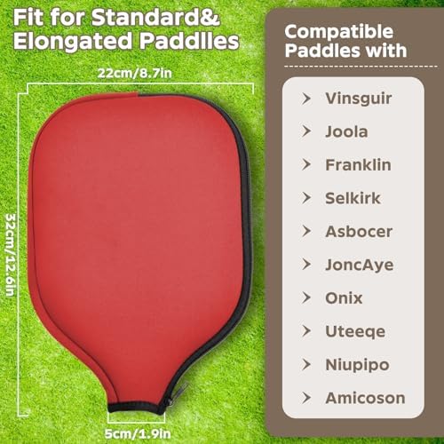 Pickleball Paddle Covers Universal Size Black - Durable Neoprene Storage Bag, 8.6 x 1|2 Inches Zippered Case (Black) P