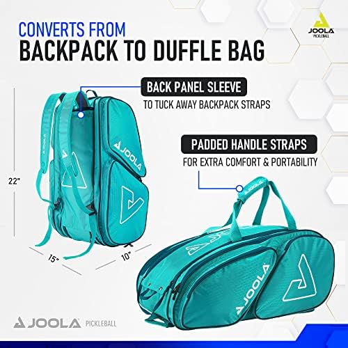 JOOLA Tour Elite Pickleball Bag - Durable Backpack & Duffle Bag for Pickleball Players - Holds 4+ Paddles - Features Fen