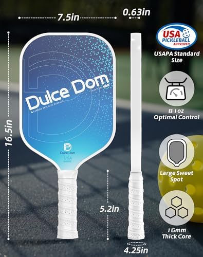 Dulce Dom Pickleball Paddles Set of 4 - USAPA Approved, Fiberglass/Carbon Fiber Pickleball Rackets, Perfect for Beginner
