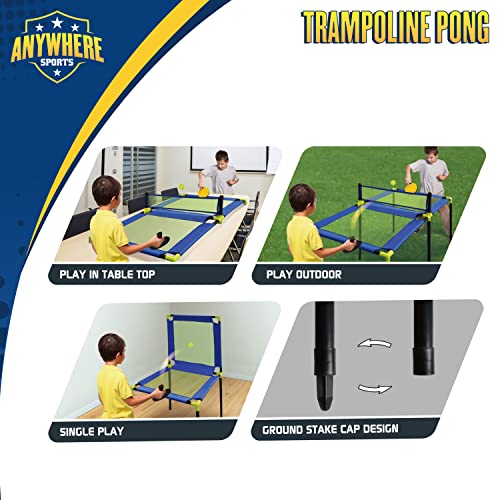 Anywhere Sports Portable Trampoline Ping Pong Table Tennis Game for Kids Indoors and Outdoors Includes Paddles and Balls - Image 4