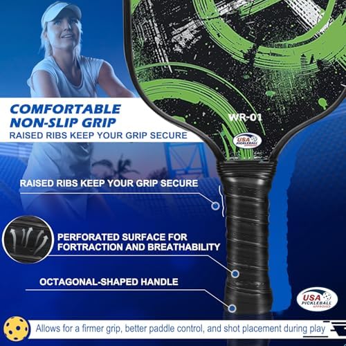 USAPA Approved Carbon Fiber T300 Pickleball Racquet Set for Men, Women, & Kids Light Weight Bag Included