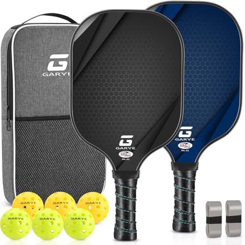 Garye USAPA Approved Carbon Fiber Pickleball Paddles for Men and Women Garye Lightweight Pickle Ball Rackets 2 Pack with