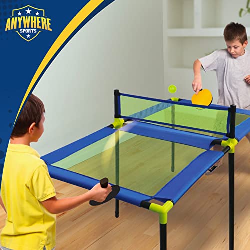 Anywhere Sports Portable Trampoline Ping Pong Table Tennis Game for Kids Indoors and Outdoors Includes Paddles and Balls - Image 3