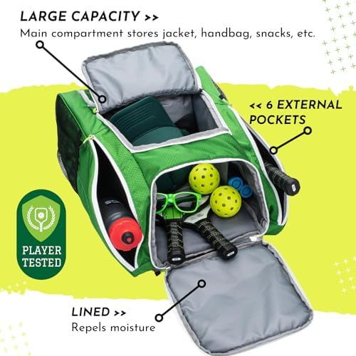 Big Dill Pickleball Backpack for Pickleball Enthusiasts | Large Pickleball Bag with Shoe Compartment for 8+ Paddles & Ac