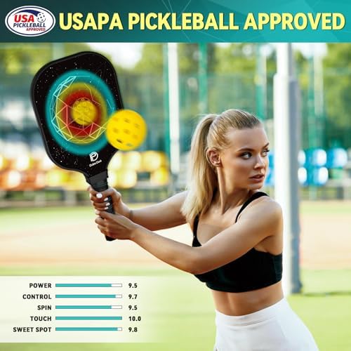 Dulce Dom Pickleball Paddles Set of 4 - USAPA Approved, Fiberglass/Carbon Fiber Pickleball Rackets, Perfect for Beginner