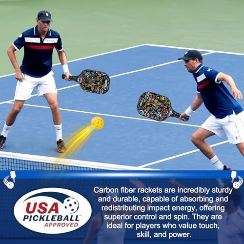 USAPA Approved Carbon Fiber T300 Pickleball Racquet Set for Men, Women, & Kids Light Weight Bag Included