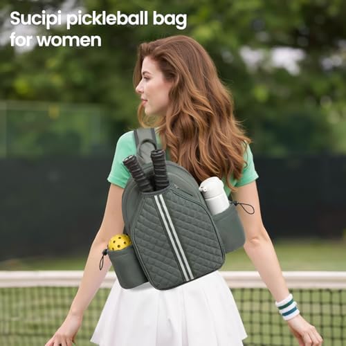 Sucipi Lightweight Pickleball Bags for Women Stylish Quilted Pickleball Paddle Sling Bag Backpack Sucipi Women Lightweig