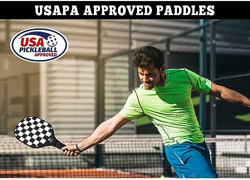 Dulce Dom Pickleball Paddles Set of 4 - USAPA Approved, Fiberglass/Carbon Fiber Pickleball Rackets, Perfect for Beginner