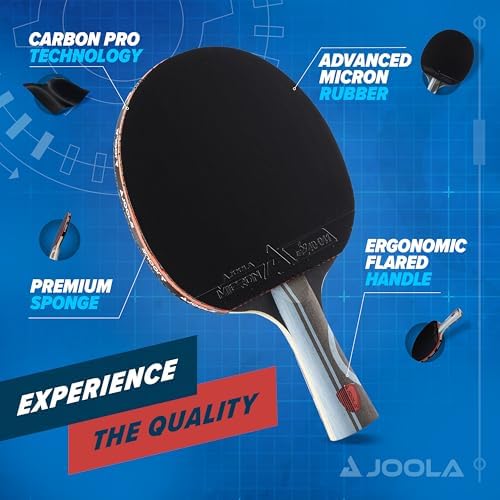 JOOLA Infinity Edge Carbon Pro Tournament Performance Ping Pong Paddle - Advanced Training Black Rubber Table Tennis Ra