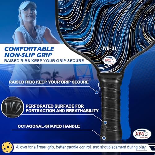 USAPA Approved Carbon Fiber T300 Pickleball Racquet Set for Men, Women, & Kids Light Weight Bag Included