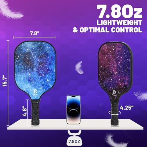 Dulce Dom Pickleball Paddles Set of 4 - USAPA Approved, Fiberglass/Carbon Fiber Pickleball Rackets, Perfect for Beginner