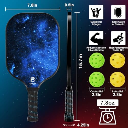Dulce Dom Pickleball Paddles Set of 4 - USAPA Approved, Fiberglass/Carbon Fiber Pickleball Rackets, Perfect for Beginner