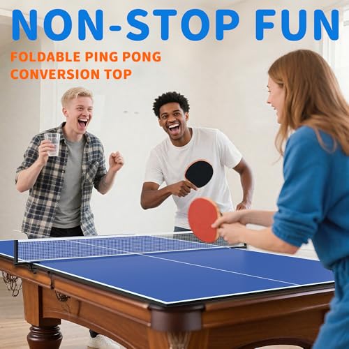 8X4 FT Ping Pong Table Top for Billiard and Pool Tables - Indoor Conversion Top with Net & Premium Foam Padding - Ideal - Image 2