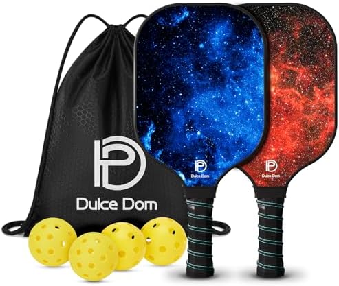 Dulce Dom Pickleball Paddles Set of 4 - USAPA Approved, Fiberglass/Carbon Fiber Pickleball Rackets, Perfect for Beginner